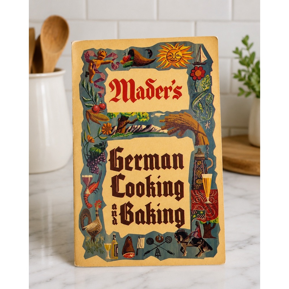 Mader's German Cooking and Baking Cookbook Milwaukee Vintage Softcover Tan Folk